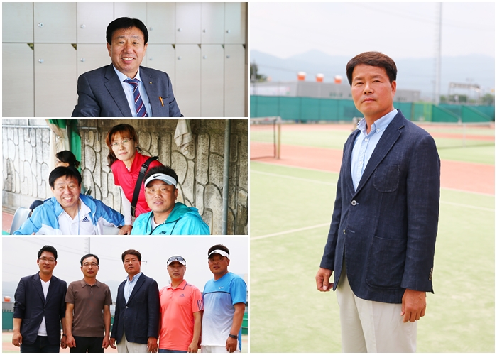 갈산배를 이끄는 임원들. 양평군 테니스 협회 정상욱 회장(좌측상단), 갈산배 박창문 대회장(우측)