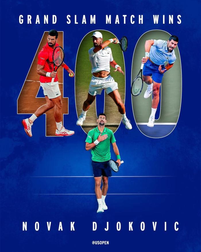노박 조코비치가 그랜드슬램 400승을 달성했다