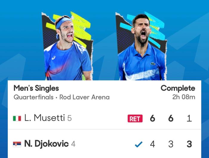 세트 스코어 0-2로 지다가 4강 진출한 조코비치 기사 이미지